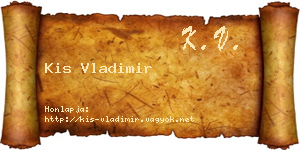 Kis Vladimir névjegykártya